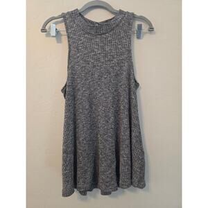 Hollister Ribbed Tank Top Black/White High Neck Sleeveless Basic Soft L